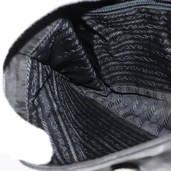 PRADA Shoulder Bag Leather Black Silver Auth 141077 - Picture 12 of 16